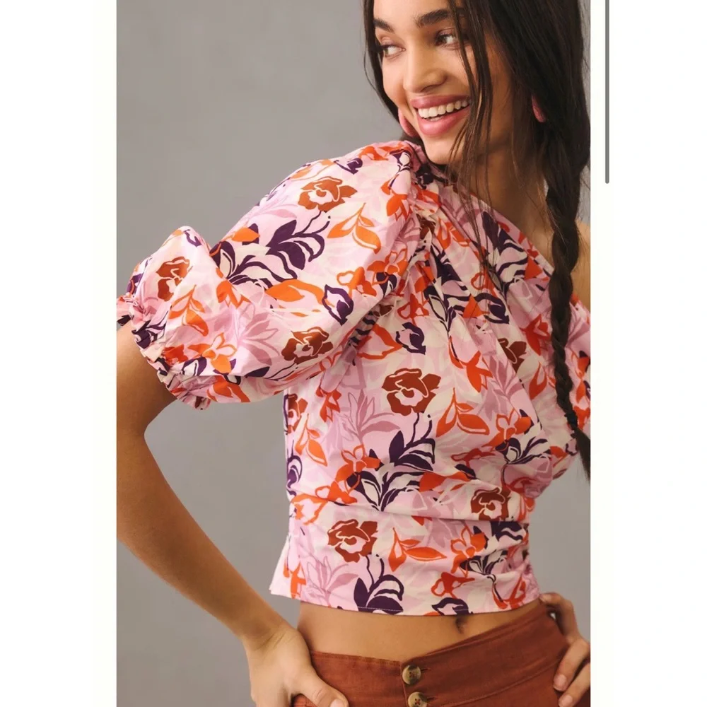 NWT Anthropologie Maeve Maeve One-Shoulder Blouse, sz Large